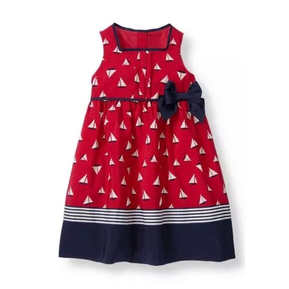 Janie and Jack Other - Janie & Jack Baby Girl Toddler Red Sailboat Dot Nautical Bow Dress 12–18M